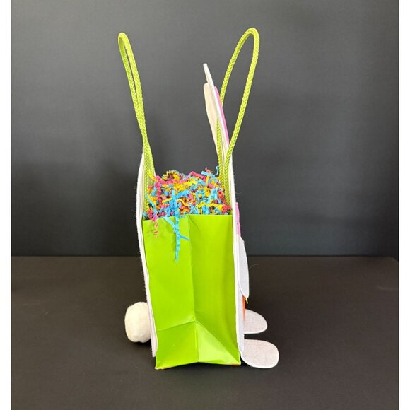 Easter Bunny Felt Gift Bag Basket Papyrus White Green Pink Carrot Egg Hunt Favor - Picture 6 of 7